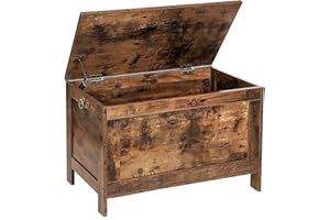 HOOBRO Skrzynia na zabawki, ławka do siedzenia z dużą przestrzenią do przechowywania, szafka na buty, skrzynia na pościel, korytarz, sypialnia, pokój dzienny, drewno, ciemnobrązowa EBF75CW01