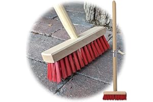 Land-Haus-Shop® Kinder Gartengeräte Kindergartengeräte 1 von 8, Kinder Garten Werkzeuge Geräte Schaufel Besen Rechen Laubbesen Harke Grubber Doppelhacke Spaten Metall mit Holzstiel (Besen Natur Rot)