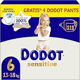 Dodot Sensitive Baby Diapers, Size 6 (+13 kg), 111 Nappies + 4 Gift Pants | Up to 12h anti-leak protection and skincare, incl
