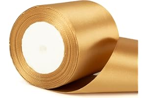 YAAVAAW Ruban épais en satin doré champagne de 22 m x 10 cm de large, pour emballage cadeau, mariage, voiture, arbre de Noël, cadeau d'anniversaire, gâteau, nœud, bouquet, travaux manuels