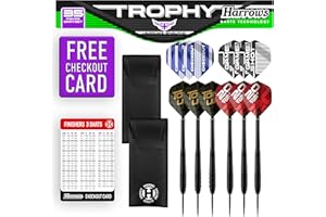 Harrows Trophy Ultimate Bundles with Darts Accessories: Darts Set, Dart Stems, Dart Flights, Dart Board Setup, High Performance Steel Tip Darts: Amazing for Darts Board Play