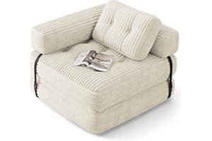 Xbro Sofá Cama Plegable con Reposabrazos en L, Sillón Convertible en Cama 2 en 1 Portátil para Espacios Pequeños, Tela de Pana con Relleno de Espuma, 190 x 85 cm Desplegado