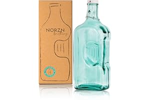 NORZN BROTHERS Botella Agua Cristal 2 Litros - Botella de Agua Nevera Fabricada en Vidrio 100% Reciclado, Botella de Cristal 2 litros, Botellas con Tapa, Botella de Vidrio para Agua, Garrafa 2L - Color Verde