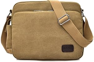 DORRISO Uomo Borsa a Tracolla Moda Borse Messenger Ventiquattrore Messenger Bag Briefcase Viaggio Causale Lavoro Scuola Tela Borsa a Tracoll Cachi