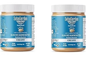 ‎SEBA GARDEN Mandelmus- Weißes Mandelmus -Seba Garden Blanched Mandelbutter, 1Kg, salzfrei, ungesüßt, glutenfrei, erdnussfrei, vegan, paleo