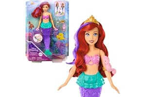 Mattel Disney Princess Jouet Aquatique Poupée Ariel La Petite Sirène Nageuse Et Figurine Hippocampe, avec Cheveux Et Queue De Sirène Couleur, Jouet Enfant, A Partir De 3 Ans, HPD43
