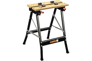 Meister 9079100 Stół Warsztatowy i Napinający, Nadrukowana Skala i Dane Kątowe, Składany, Wielostronnie Regulowany, Czarny, 150 Kg