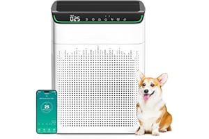 MERONTE Luftreiniger Allergiker für Wohnung Raucherzimmer, Air purifier, CADR 340m³/h für 157㎡ Raucherzimmer, PM 2,5 Luftqualitätsmonitor, WiFi- und Alexa-kompatibel, 1 Packung + 4 Modi