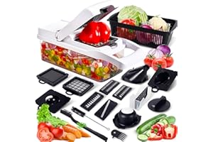 XUNIVERS Taglia Verdure Mandolina,Verdure Affetta Verdure,Multifunzione Taglia Verdure Cubetti,Multifunzione Tritatutto Affettatrice Manuale,Tagliaverdure Frutta Cipolla Patate Cubetti Julienne Grattugia