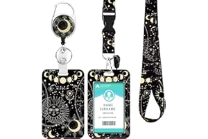 DUOUPA Ausweishülle mit Band, Ausziehbarer Schlüsselanhänger Badge Holder, Schlüsselband mit Karabiner für Frauen, Lehrer, Krankenschwester, Doktor, Student(Mond-1)