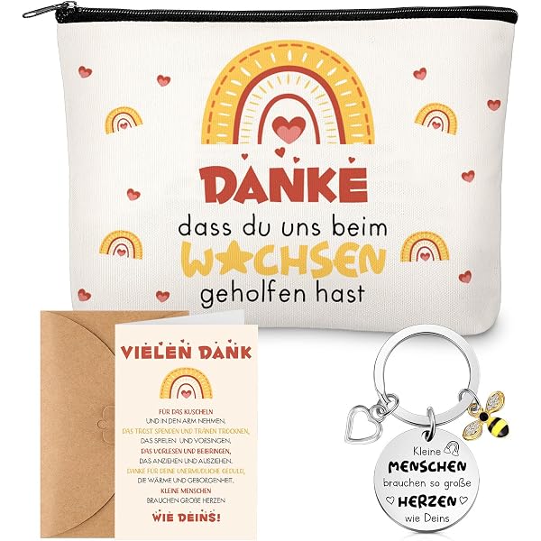 Xuniea Geschenkset Für Lehrer – Regenbogen-Kosmetiktasche, Schlüsselanhänger & Dankeskarte, Für Schuljahresende