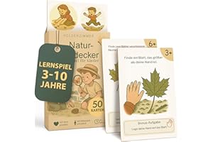 Heldenzimmer Outdoor Suchspiel Kinder – Outdoor Spiele für Kinder | 100 Aufgaben Suchspiel, 50 Doppelseitige Entdeckerkarten 2 Altersstufen, 16 Abzeichen