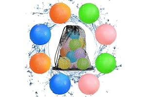 Reusable Water Balloons, 8 Pieces Quick Fill Self-Sealing Rechargeable Water Balls for Kids and Adults, Summer Toys Suitable for Outdoor, Pool, Beach and Water Parties