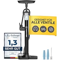 Pompe à Pied SKS AIRLITE – Grand Manomètre, 10 Bars, Tête MV Easy Pour Valves SV/DV/AV, Tube Acier