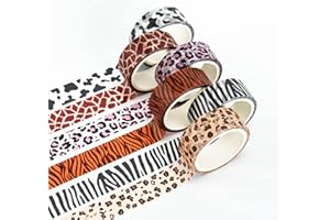 CGLRybO 6 Roll Washi Tape Set, Kreatives Papierband Tiermuster und Papierband Leopardenmuster für Scrapbooking/Bastelbedarf/Bullet