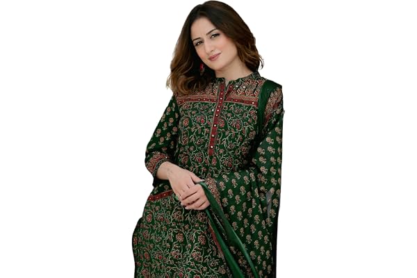 Arayna Women’s Cotton Printed Kurta Set with Palazzo Pants and Dupatta | Ethnic Straight Kurta