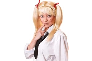 BRISTOL NOVELTY Womens Schoolgirl Blonde Wig With Red Bows (1 Pc.) - Fabulous Design, Perfect for Costume Parties, Cosplays, Uniforms, & World Book Day Halloween Halloween