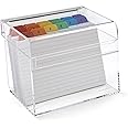 OSCO Clear Acrylic Index Box | Large | A to Z Divider Tabs | 100 Lined Note Cards Included (7" X 5") | Ruled Revision Flash Cards | Recipe Notes | Office Contact Filing | Fits Cards 177 x 127 mm