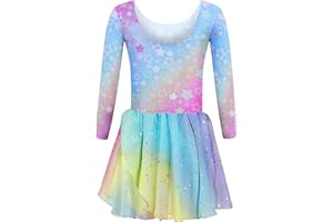 trudge Kinder Ballettkleidung Ballettkleid Mädchen Kurzarm Langarm Baumwolle Balletttrikot Ballettanzug Tanzkleid Tanzbody mit Rock Tütü