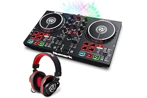 Numark Party Mix II DJ-kontrollerpaket med hörlurar för livemusik, DJ-set, evenemang, musikproduktion