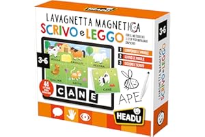 Headu - Lavagnetta Magnetica Scrivo e Leggo - Con il Metodo dei 3 Step per Imparare Davvero! Gioco Educativo Per Bambini 3-6 Anni, Imparare a Scrivere e a Leggere, Made In Italy