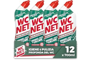 Wc Net Disincrostante Disinfettante Gel per Sanitari e Superfici, Pulitore Liquido per Wc, 700 ml x 12 Confezioni