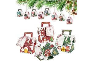 BOFUNX 24Pcs Advent Calendar Boxes with Tags Number Stickers Christmas Advent Boxes for Christmas Party Decoration DIY Advent Calendar Kit (B)