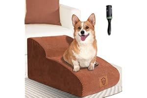 ZVONEMA ZNM Escalier pour Chien à 2 Marches, Portatif Rampe pour Chiens avec des Marches Plus Longues, Escalier Chat avec Housse Imperméable, Antidérapant Escalier pour Animaux avec 1 Rouleau à Peluches