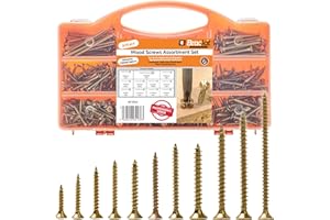 Brackit Wood Screws 820Pc Assortment - Zinc-Plated Extra Strong Countersunk Pozi Drive Head Wood Screw Set – For Floorboard,Wood Fences, Large Screw Set