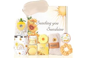 TSUNNEE Sonnenblumen-Geschenke für Frauen, Geburtstags-Hamper-Verwöhngeschenke für Frauen, Get Well Soon Geschenkkörbe Selbstfürsorge-Paket Entspannendes Geschenk Weihnachtsgeschenke für Sie, Mama, Ehefrau