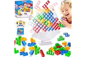 PIPIHOME Tetra Tower Balance Toys, Blocs de Construction Tetris, Jouet D'équilibre pour Enfant Swing Stack D'équilibre, Montessori Blocs De Construction De Parent-Child Interactive Toy for Parties (64 Pièces)