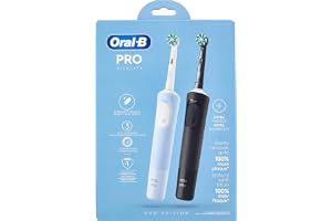 Oral-B Vitality Pro elektrisk tandborste/elektrisk tandborste, dubbelpack, 3 rengöringslägen för tandvård, designad av brun, blå