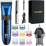BarberBoss Tagliacapelli senza fili auto-affilante per barba e capelli, impermeabile con lame in ceramica, ricarica rapida e 