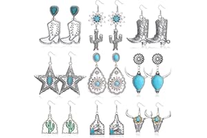 Kakonia Western Earrings for Women Cowgirl Cowboy Boot Bull Hat Drop Dangle Country Earrings Set