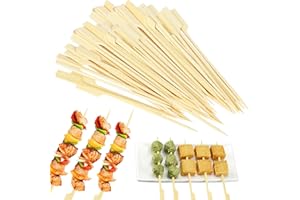 CINY 400 pcs Bamboo Paddle Skewers, Barbecue Natural Eco-Friendly Bamboo Skewers Cocktail Sticks, For BBQ, Kebabs, Burgers, Fruits, Marshmallows, Cocktails, Buffets Party (18 Cm)