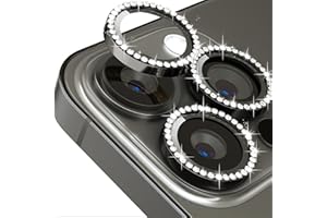 ICARER FAMILY Glitzer Kameraschutz für iPhone 15 Pro 6.1/iPhone 15 Pro Max 6.7 Kamera Schutz Bling,ICARERFAMILY Ultra-Klar HD Clear Diamond Kameraschutz,[ Kratzfest ] Einfach Installieren Hülle Freundllich -Schwarz