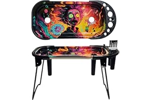 ZACTLY Rolling Tray Console Foldable Stand Premium Multifunctional Portable Stuffer Station Rolling Kit, Poker Stick, Cleaning Brush, King-Size & 1¼ Standard Cone Holders, Taper Groove Covers (Cosmic Chaos)