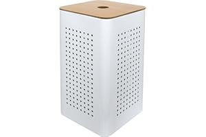 GELCO Design 707540 Panier à Linge, Métal, Blanc/ Naturel, 30 x 30 x 50 cm