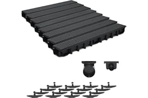 ZMMMAXPOL 8m Entwässerungsrinne für modulares System A15 98mm, komplett Stegrost Kunststoff, Schwarz Decor