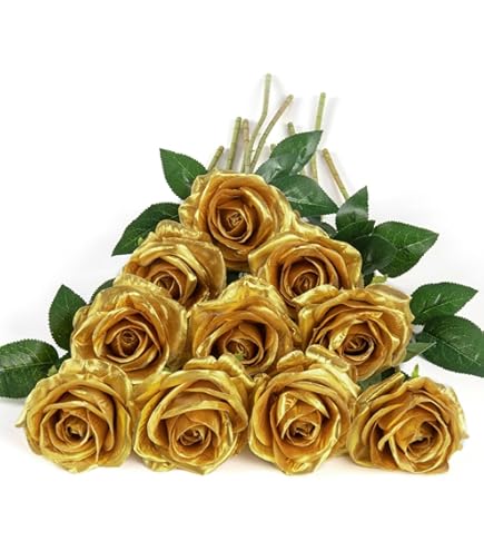 HUIKJI - Set di 12 rose artificiali in seta nera con stelo lungo, rose nere gotiche per bouquet fai da te, centrotavola per doccia, feste, decorazione domestica, 40,9 cm