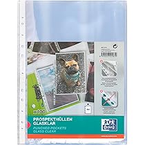 OFFICE PRODUCTS Brochurehoezen / 100 stuks in kartonnen doos/DIN A4 / glashelder boven open doorzichtige hoezen kijkhoezen geperforeerde plastic hoes voor documenten, papieren, dossiers, mappen/PP