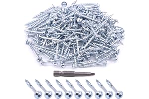 Glarks 160Pcs Pocket Hole Screw Set 8 Size Square Drive Self Tapping Coarse Fine thread Screws Assortment Kit for Wood and Sheet Metal (#8x1-1/2'' Coarse thread)