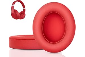 Link Dream Cuscinetti Auricolari Di Ricambio per Beats Studio 3 e Studio 2, Cuscinetti per Cuffie con Morbida Pelle Proteina/Memory Foam/Nastro Adesivo Forte (Rosso)