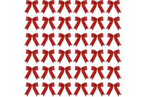 SUMIND 36 Stücke Glitter Fliege Christbaumschmuck Xmas Decor Weihnachtsband-Bögen für Kranz Ornamente, Garland (Rot)