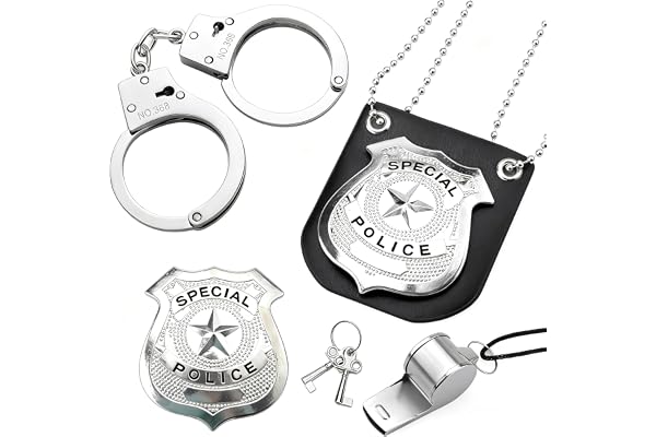 GDJIAJT Polis Handbojor Set - Äkta Stålset för Barn, Cosplay Kostym Tillbehör