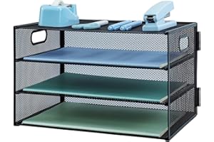 HIHOBDAY 3 Tier Paper Organiser Mesh Letter Tray Metal Magazine File Desk Storage For Office School Home, Black