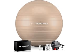 EliteAthlete Ergonomiczna piłka do siedzenia, z systemem zapobiegającym pękaniu, do fitnessu, pilatesu, ciąży, jogi, 65 cm, w zestawie z pompką