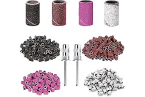 Momowin 120 PZ Cappucci Abrasivi per Fresa Pedicure, Levigatura Cilindri Abrasivi con 80#120#180#240#, Carta Vetrata Cilindro per Limare le Unghie, Manicure, Pedicure