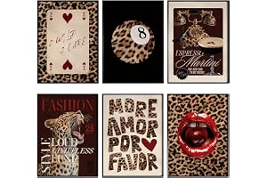 DUINIU 6 Dekorativa målningar med leopardmönster, plakatbilder, ramlösa målningar på duk, rumsdekoration, lämplig för sovrum och vardagsrum.