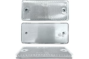 DOJA Barcelona | Catadioptre Rectangulaire à Visser | 10 Reflechissant avec Deux Trous | 90x40 mm | Couleur Blanche | Agréé ECE | pour Accessoire Velo, Accessoire Moto, Remorque Voiture, Camion...